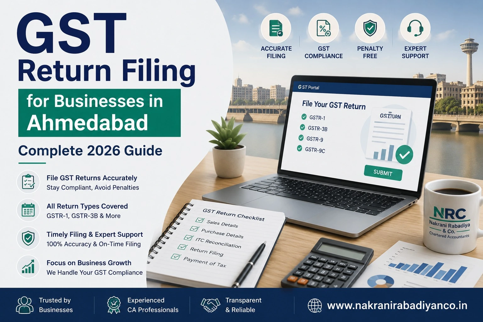 How much does a CA in Ahmedabad charge for monthly GST filing?